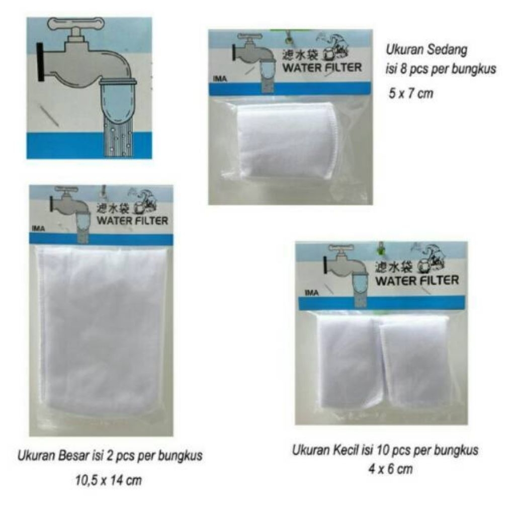 Saringan Air Kain  saringan kran air kamar mandi Ukuran S, M, L  saringan penjernih air saringan ker