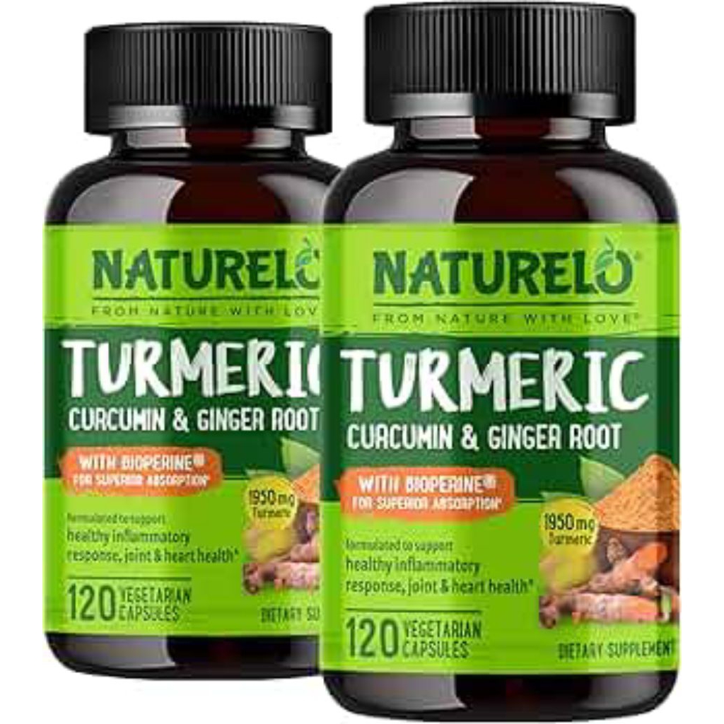 Naturelo Turmeric Curcumin & Ginger root 120 capsules  2botol