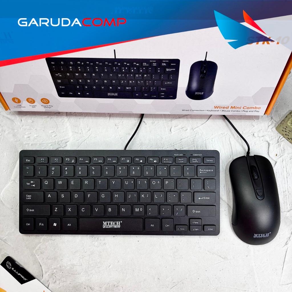 M-TECH Mini Keyboard Mouse Set Combo untuk Laptop Paket Mini Keyboard Mouse Office Laptop PC STK-10