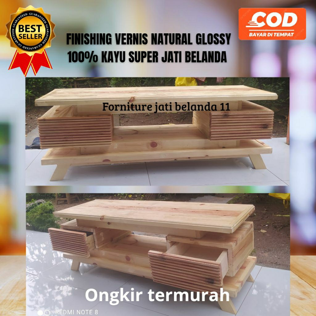 STAND TV MINIMALIS/RAK TV KAYU/RAK SERBAGUNA/LEMARI TV 100% kayu jati belanda