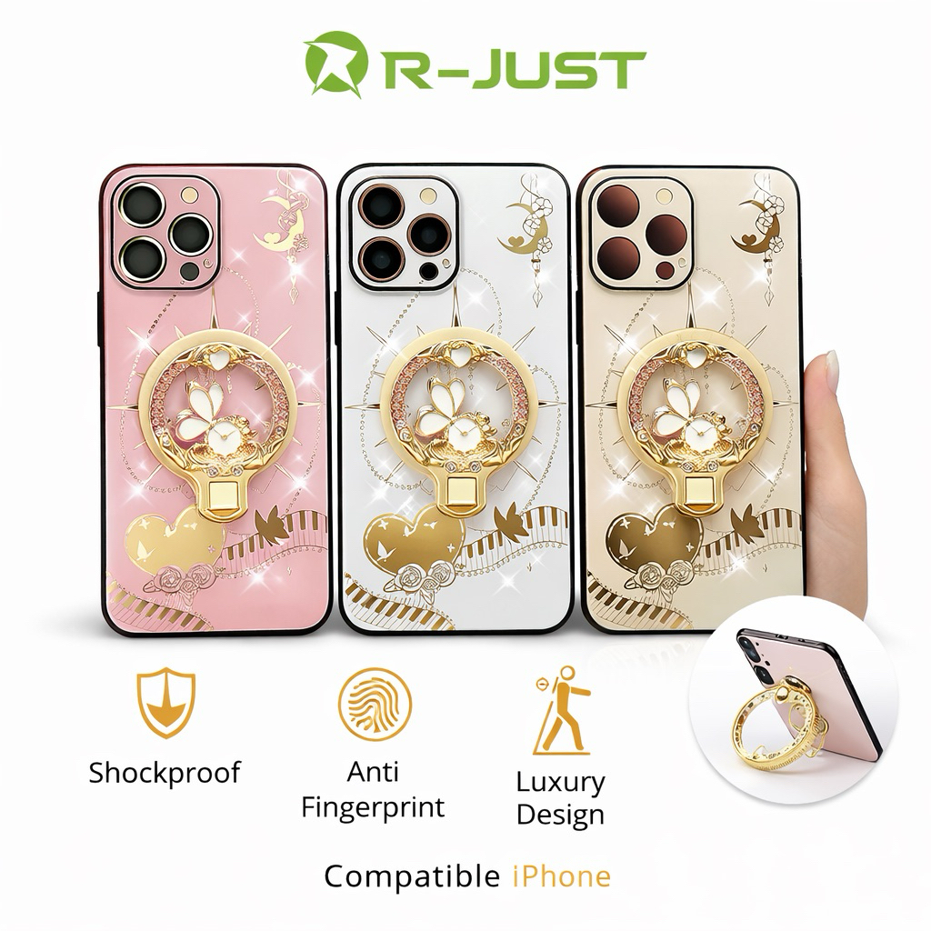 R-JUST Resmi GARANSI 1 TAHUN Case Premium iPhone 11, 11 Pro, 11 Pro Max Ring Stand Magsafe Glitter