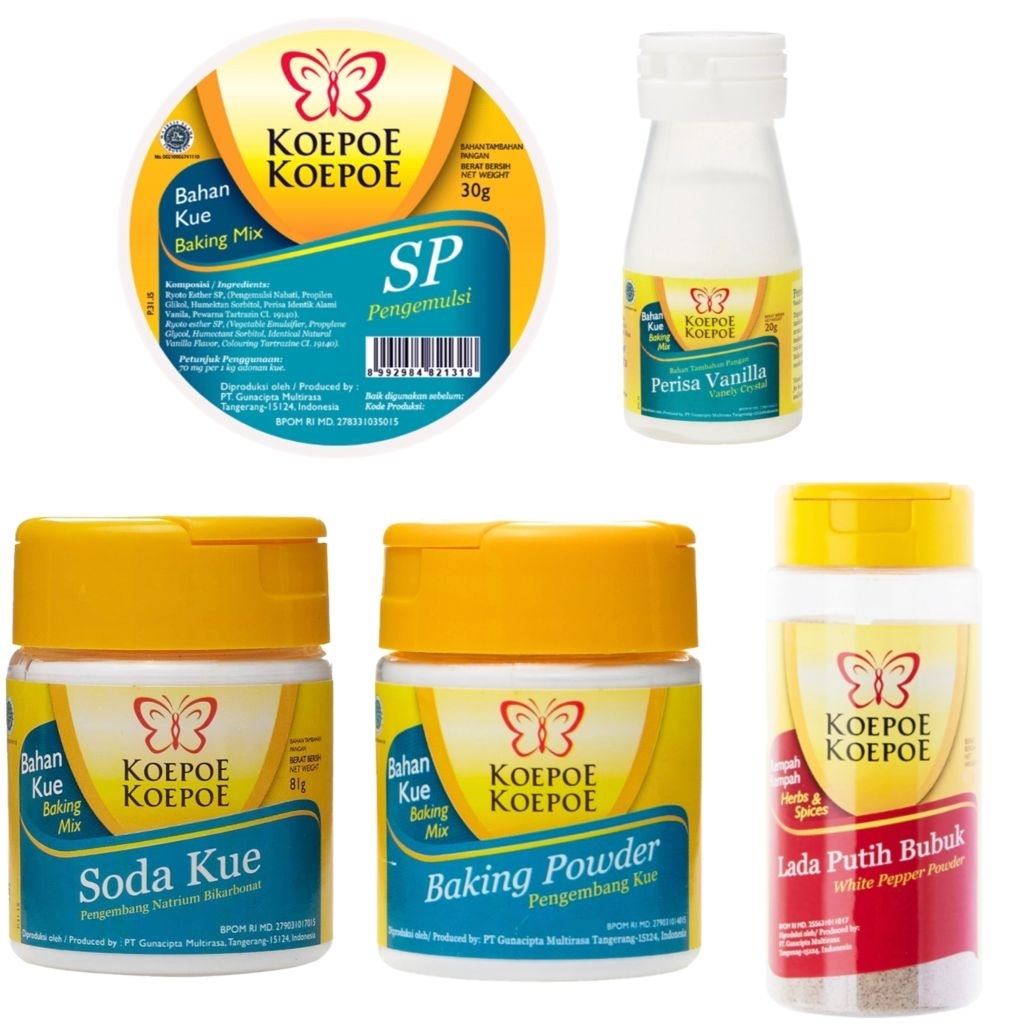 KOEPOE KOEPOE Aneka bumbu Lada Putih baking Soda kue perisa vanila SP powder kupu kupu