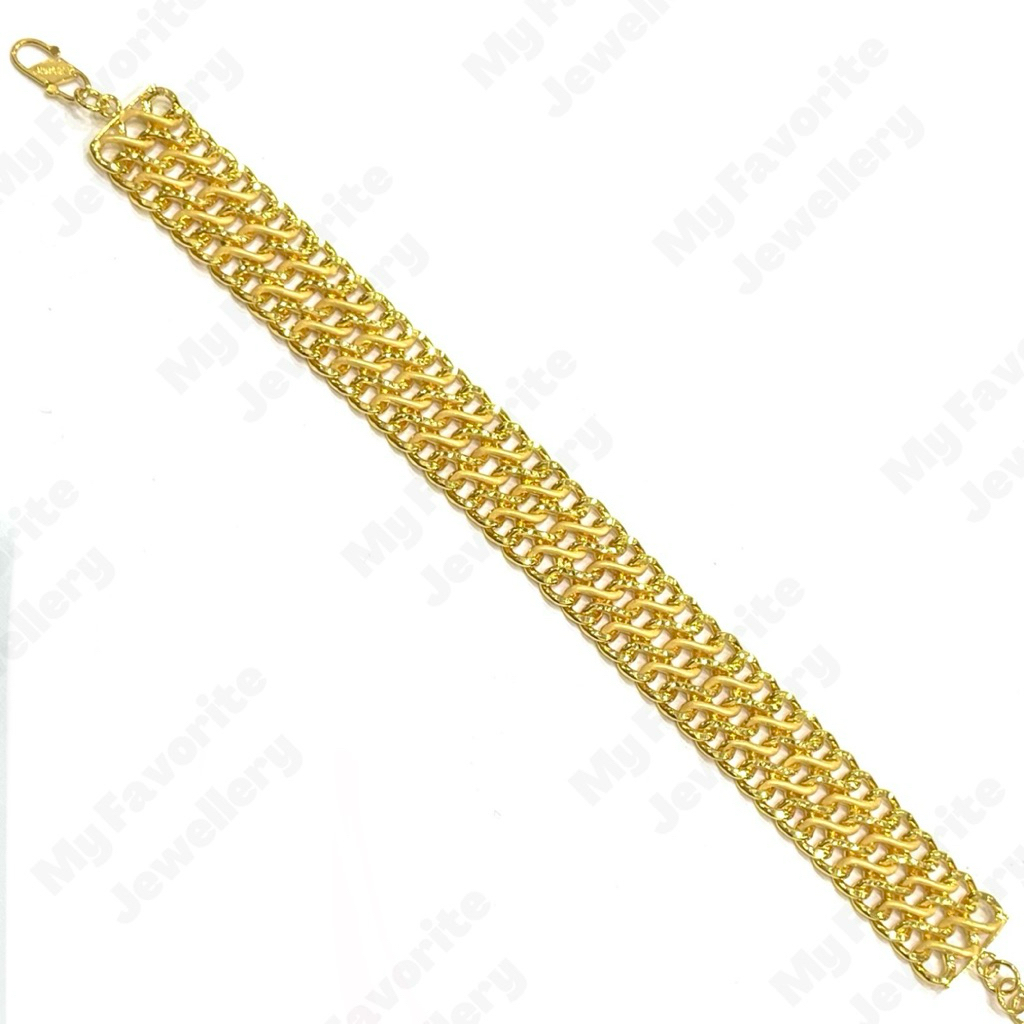 Gelang Rantai Susun Tiga Emas Asli Kadar 700