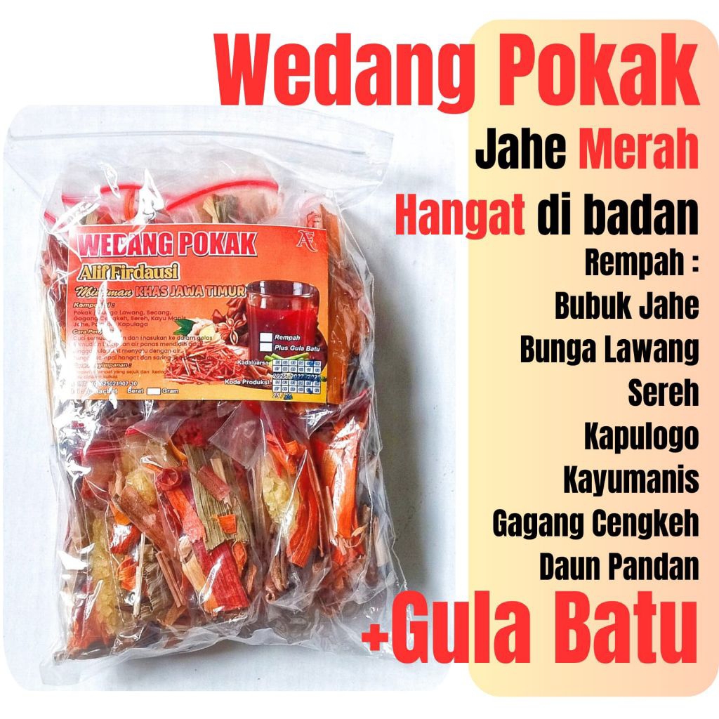 Paket Wedang Pokak Khas Jawa Timuran Madura Gresik Pasuruan 1 Pak isi 10 sachet rempah secang kayu m
