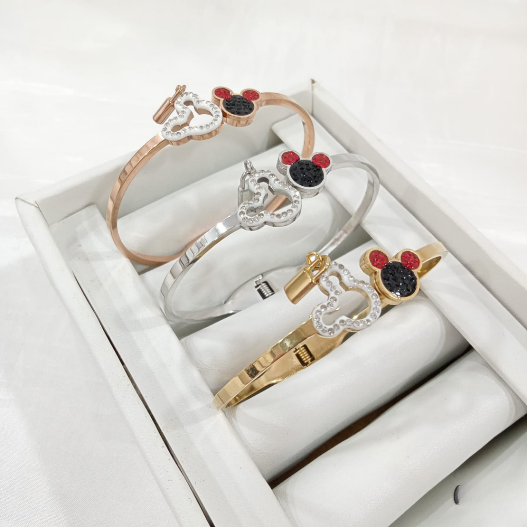 RIANIIND - Gelang Bangle Mickey Dewasa Titanium Anti Karat & Anti Luntur