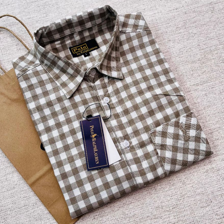 Kemeja POLO Pria 3D Bordir Arrival | Kemeja Pria Kotak Kotak Lengan Pndek Casual Full Catton