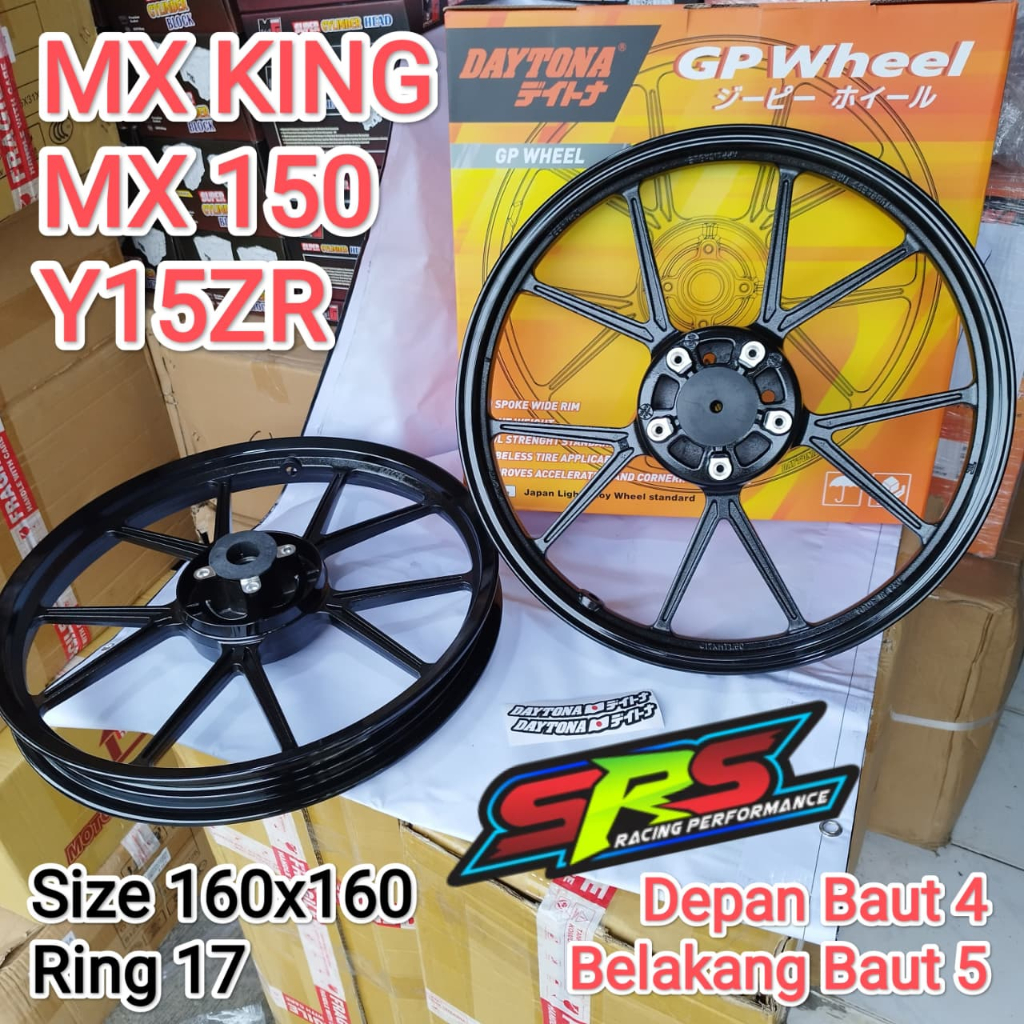 SRS VELG RACING GP Wheel Daytona MX KING 160X160 JUPITER FIZR 180X160 RING 17 ORIGINAL