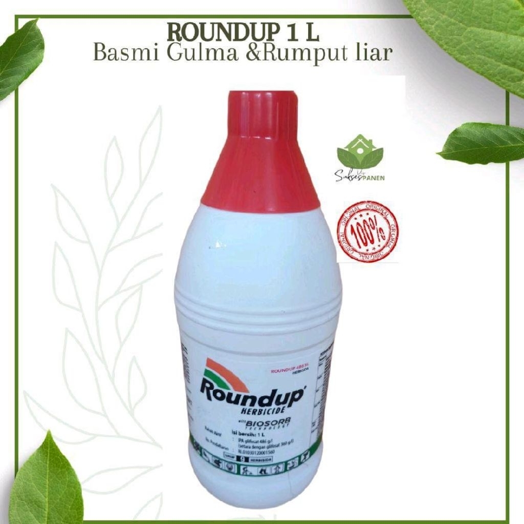 Roundup 1 Liter Herbisida Pembasmi Rumput Liar Ampuh | Obat Gulma Sampai Akar | Cepat Kering & Mati