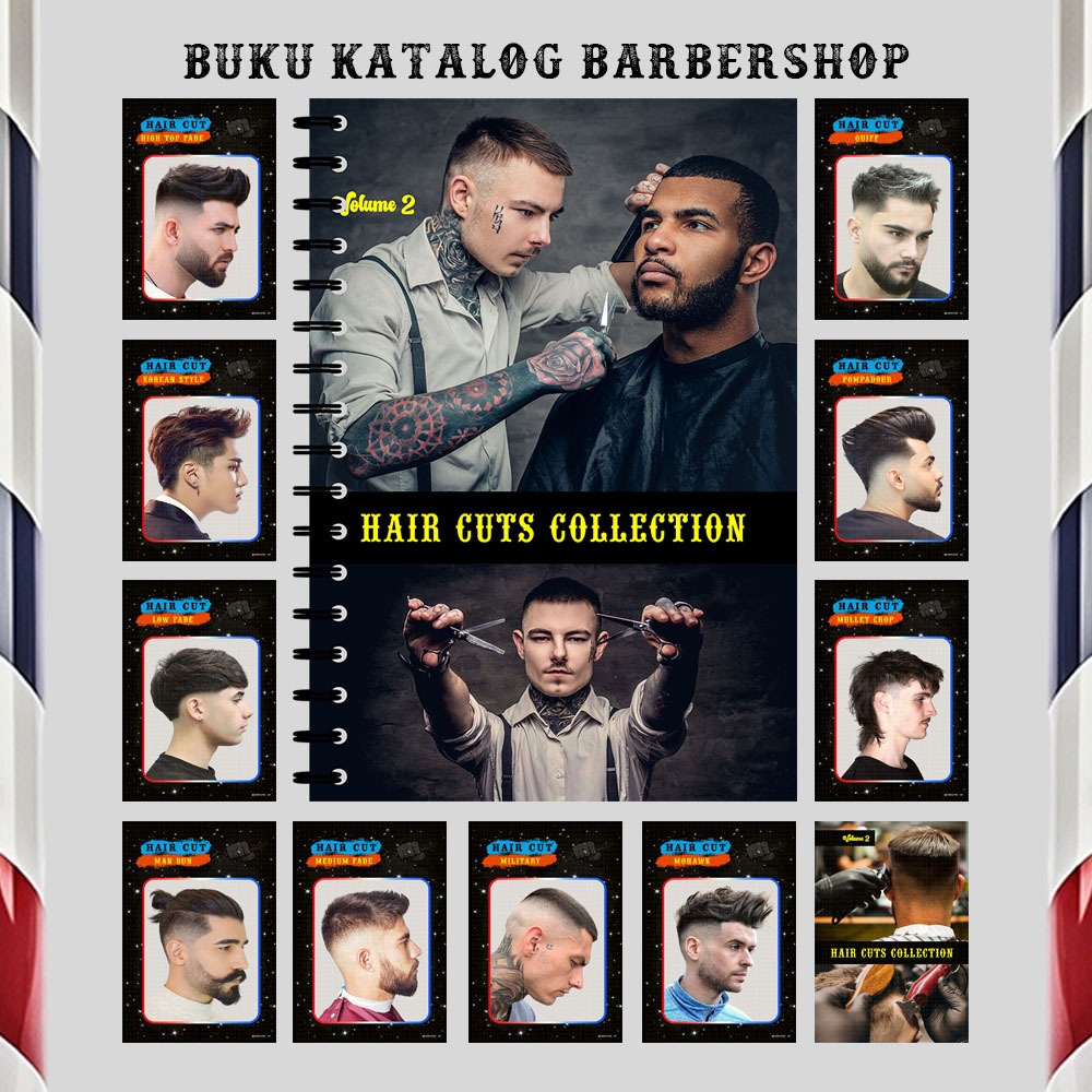 Buku Katalog Model Rambut Pria Terbaik dan Populer Barbershop Pangkas Rambut dan Salon -HC2