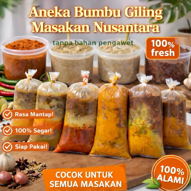 TERLENGKAP Uk SEDANG Aneka Bumbu Racik Giling bumbu basah Masakan Rumah Dapur Nusantra RENDANG OPOR 