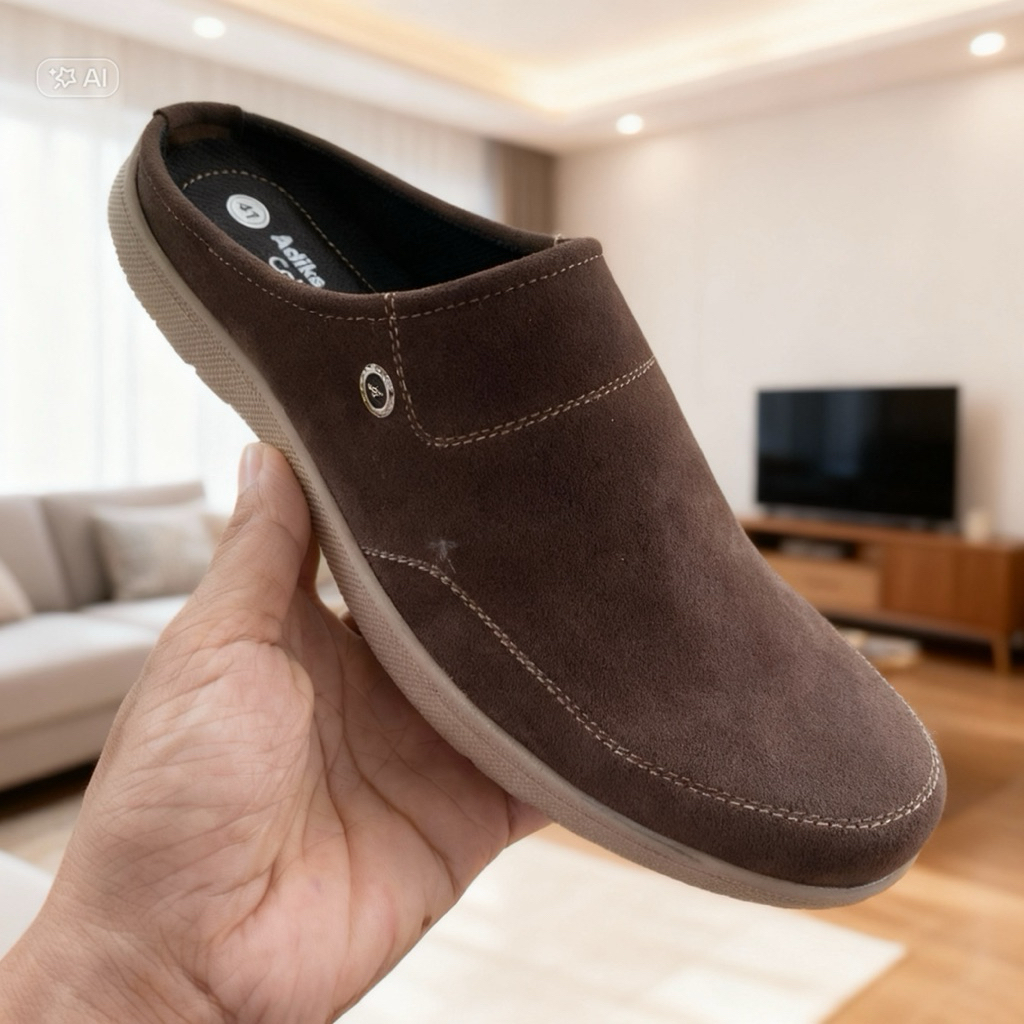 Sepatu Casual Slop Pria - Sepatu Bustong Pria Sol Karet.