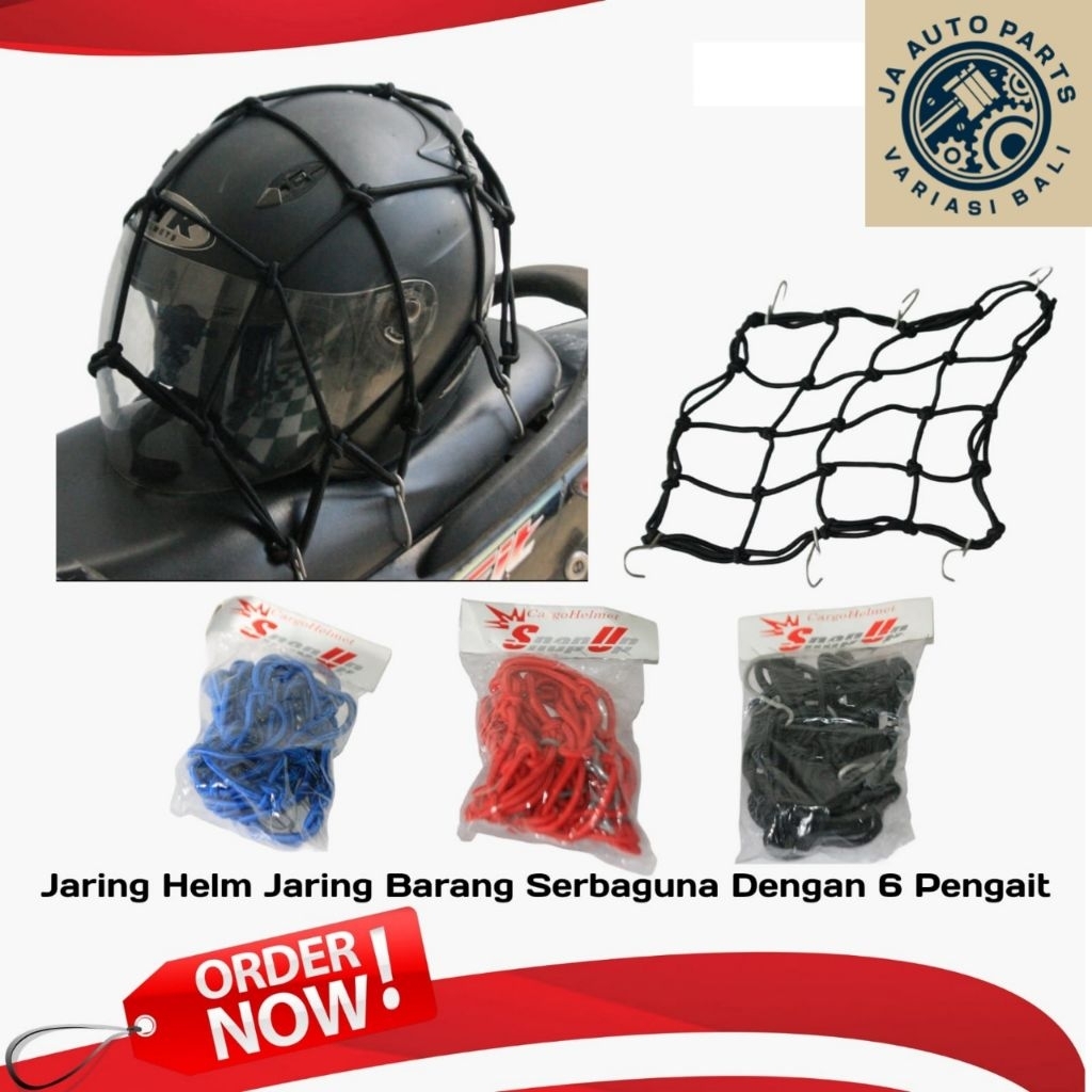 Tali Jaring Pengikat Helm Barang Tas Ransel Jok Motor Multifungsi Karet Tebal Elastis Vario Led Old 