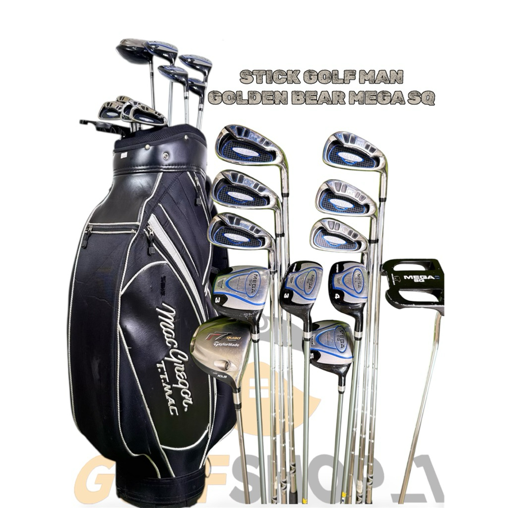 Stick Golf Man Golden Bear Shaft Graphite Flek Reguler Fullset Bag Golf Second Original