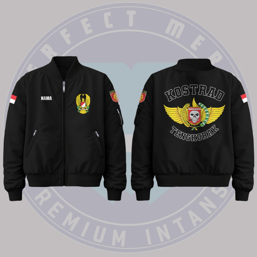 Jaket Bomber Pria / Rompi Vest Zippers / Baju Lengan Panjang Kaos Pendek Kostrad TNI AD