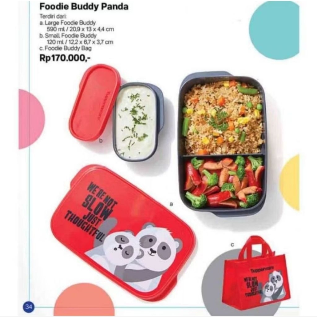 Tupperware foodie buddy panda / fox ( bekal + tas )