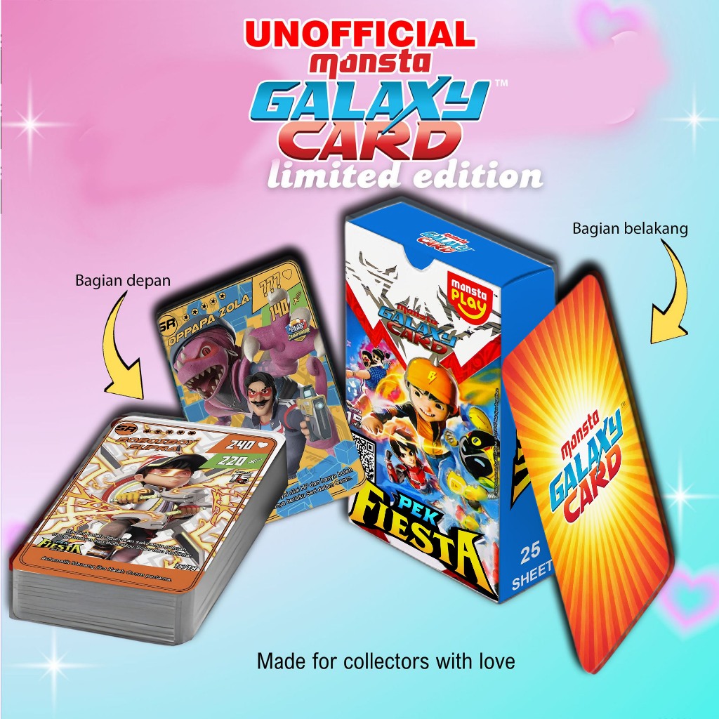 HOMEMADE KARTU/KAD PEK FIESTA BOBOIBOY MONSTA GALAXY CARD (MGC) PREMIUM 25 SHEET