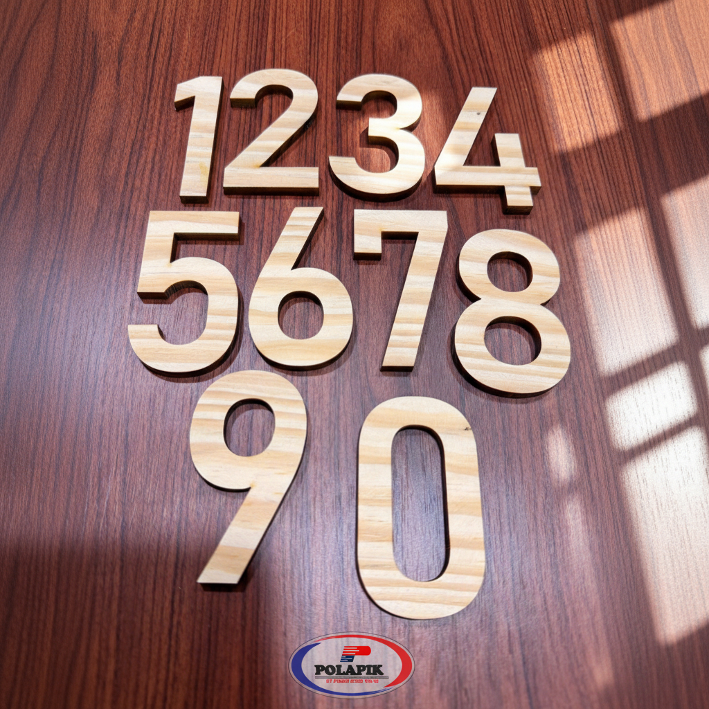 Huruf Kayu Custom Nama Angka Jati Belanda tebal 5mm angka kayu wooden number