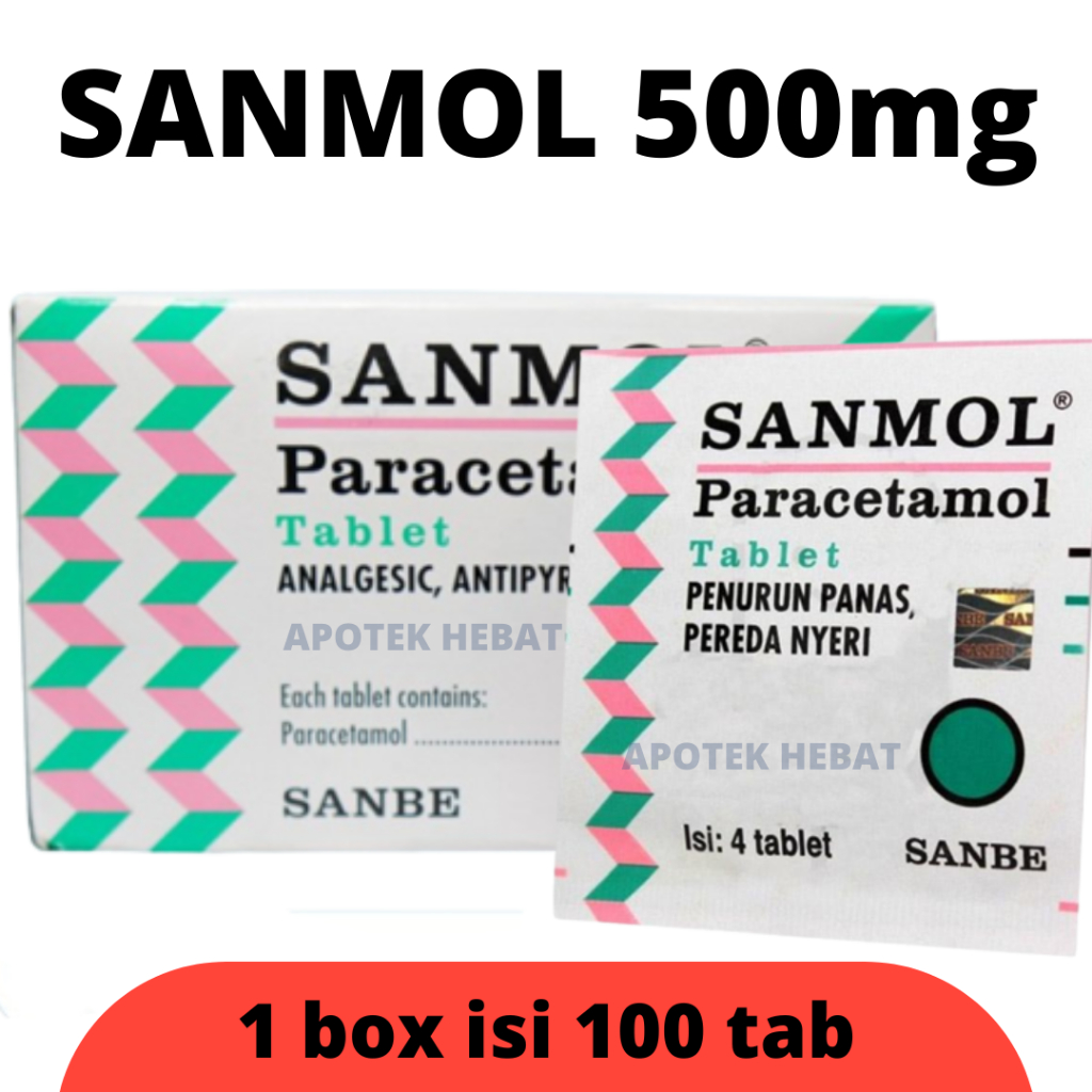 Sanmol Obat Turun Panas Demam Dewasa Anak Strip Isi 4 Tablet Meriang Sakit Gigi