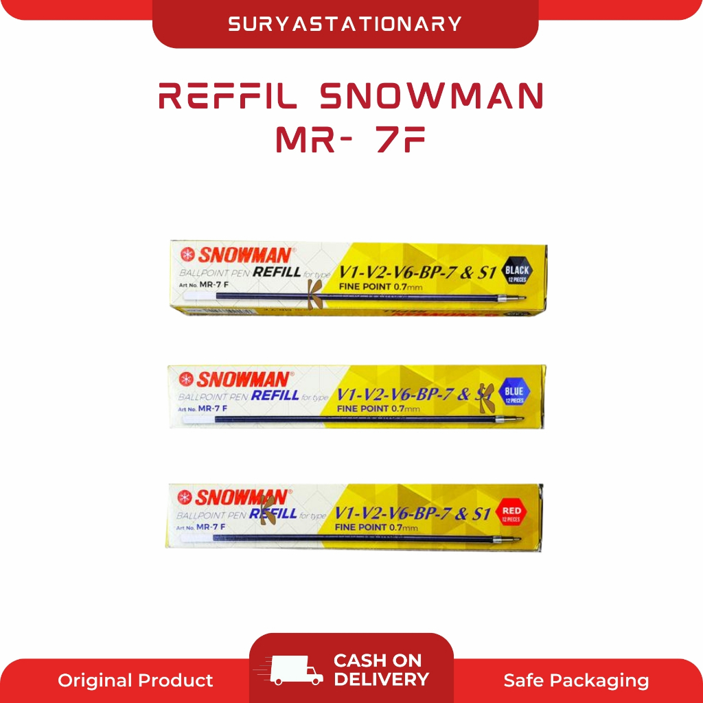 SNOWMAN REFILL V1/V2/V3 (PAK) / ISI TINTA SNOWMAN SNOWMAN V-1 /V-2/V-3/V-6/BP-7/S1 / REFILL BULPOIN 