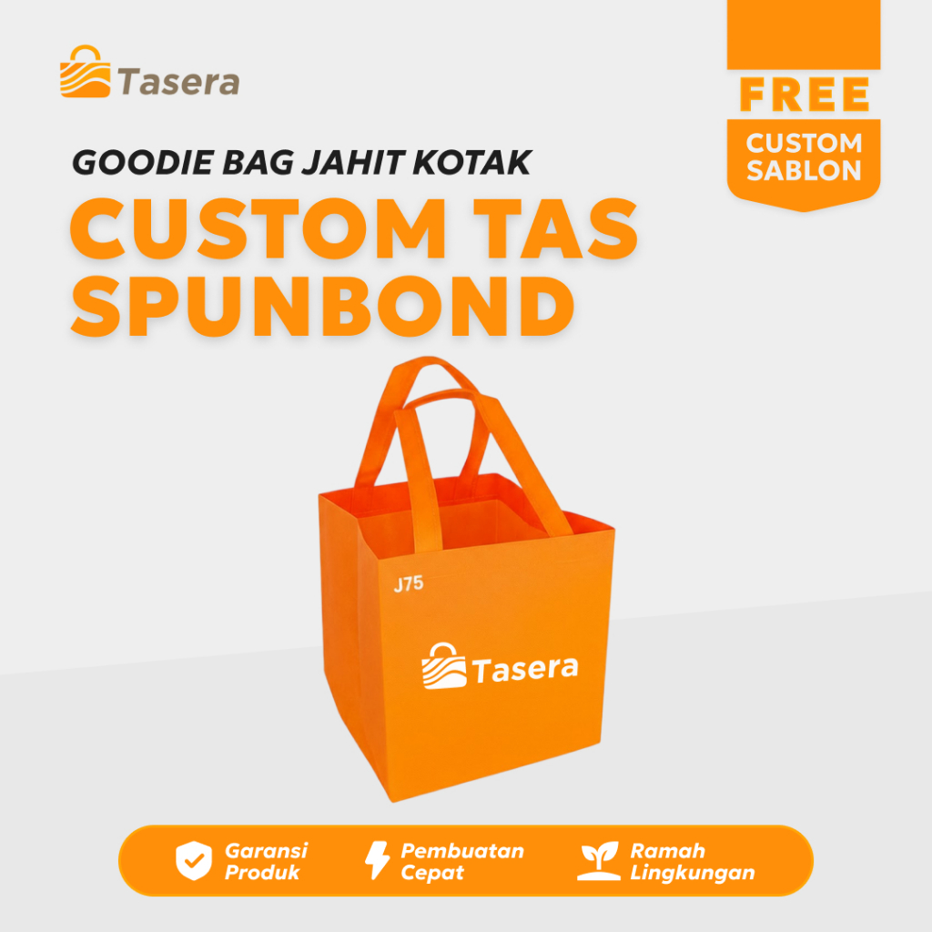 Tas Hajatan Spunbond / Tas Nasi Box Jahit Kotak Custom - Goodie Bag Kotak/Tas Belanja Tas Souvenir P