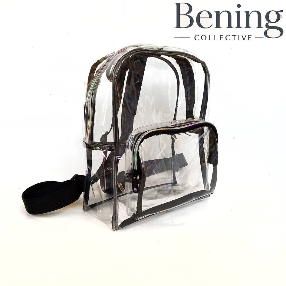 Tas Mika Transparan Ransel Katrina - Clear PVC Backpack Unisex Wanita Pria Sekolah Konser Karyawan