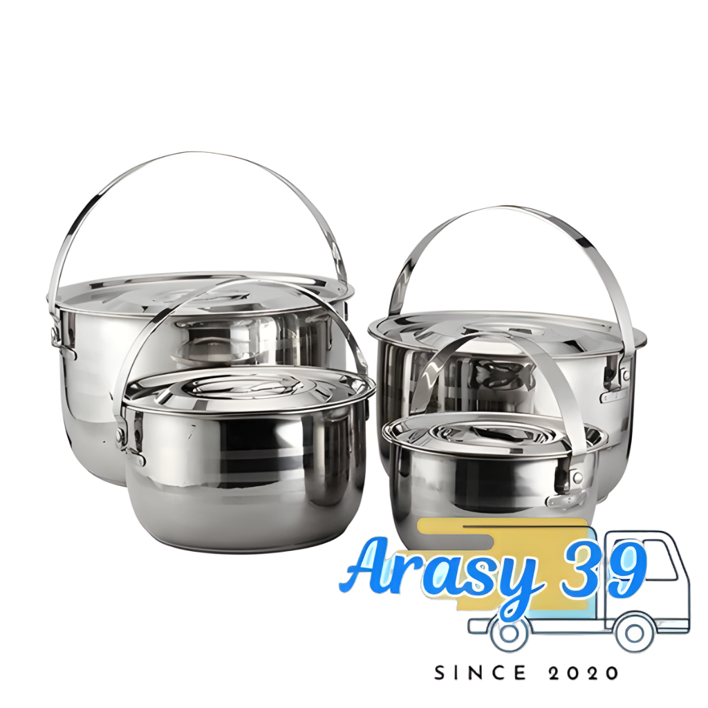 Panci Gantung Stainless Steel Tebal Set 4 Susun / Panci Masak Serbaguna Anti Karat / Panci Rantang S