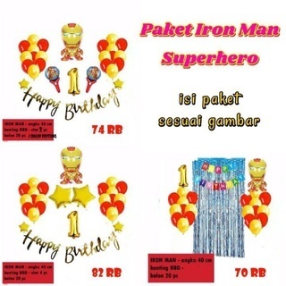 paket dekorasi ultah anak cowok SUPERHERO ironman | ultah thema iron man | paket dekorasi HBD cowok
