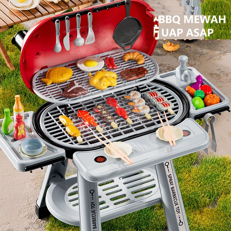 PRETEND PLAY MAINAN IMAJINASI ANAK BBQ Kitchen Set Makanan Dapur Masak Kompor PANGGANG AYAM SATE