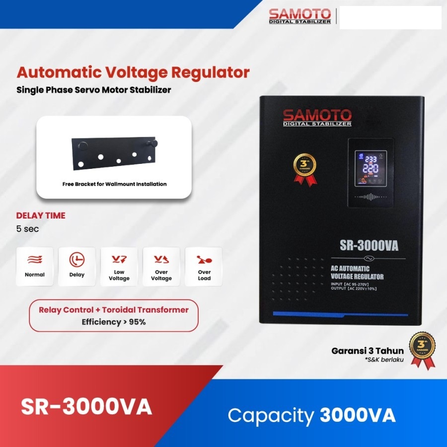 Samoto Stavol 3000VA Digital Stabilizer Relay Stabilizer Samoto SR3000VA