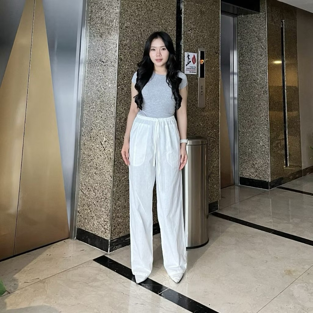 Linen Pants Celana Kulot Linen Panjang Wanita