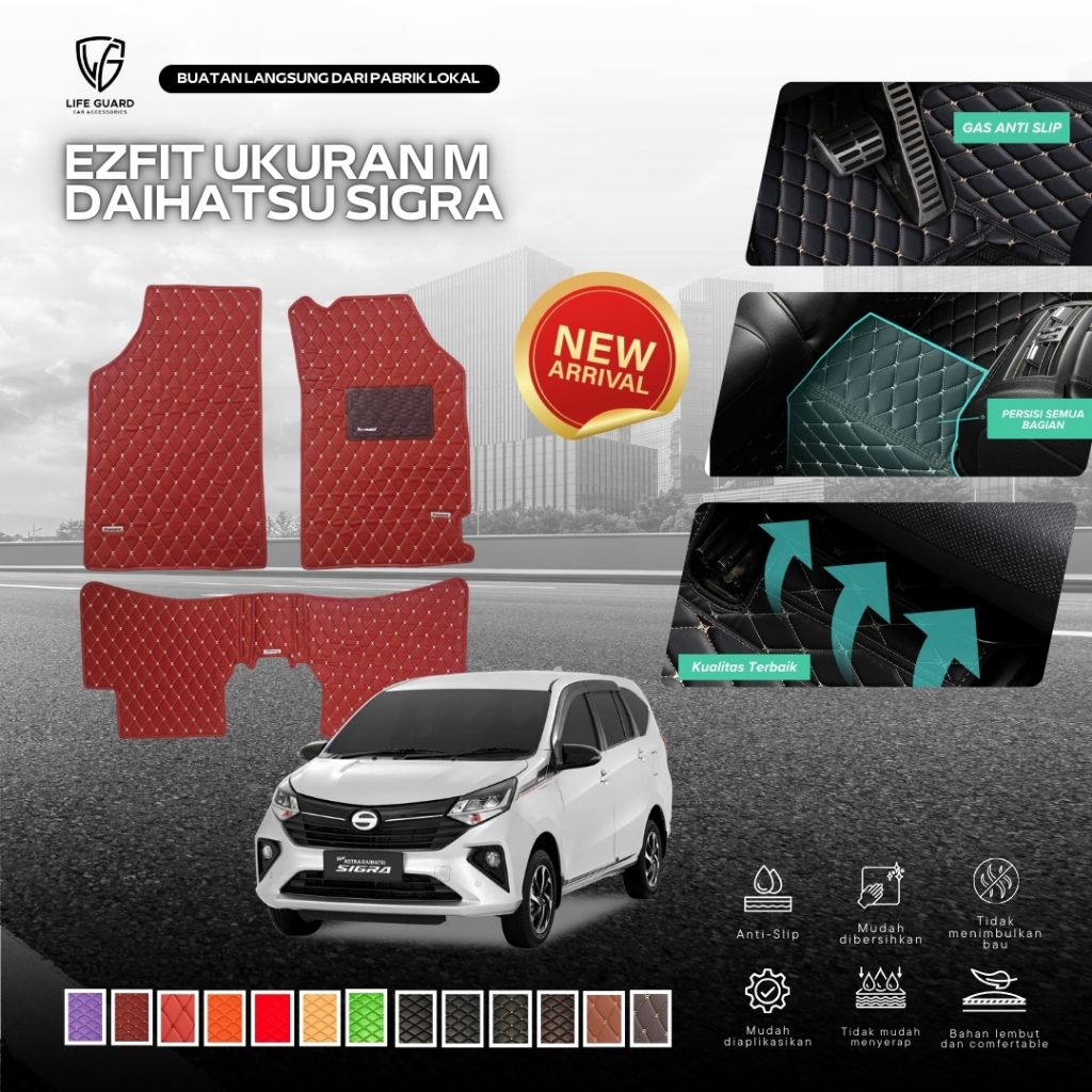Lifeguard Ezfit 3 Baris Karpet Mobil Daihatsu Sigra 2018-now Aksesoris Mobil  2D