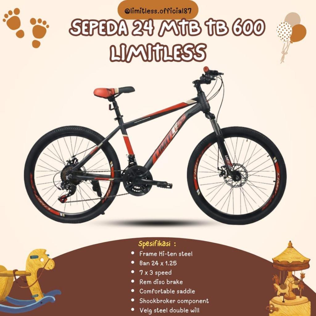 Sepeda 24 MTB 600 LIMETLESS / SEPEDA GUNUNG 24 INCH
