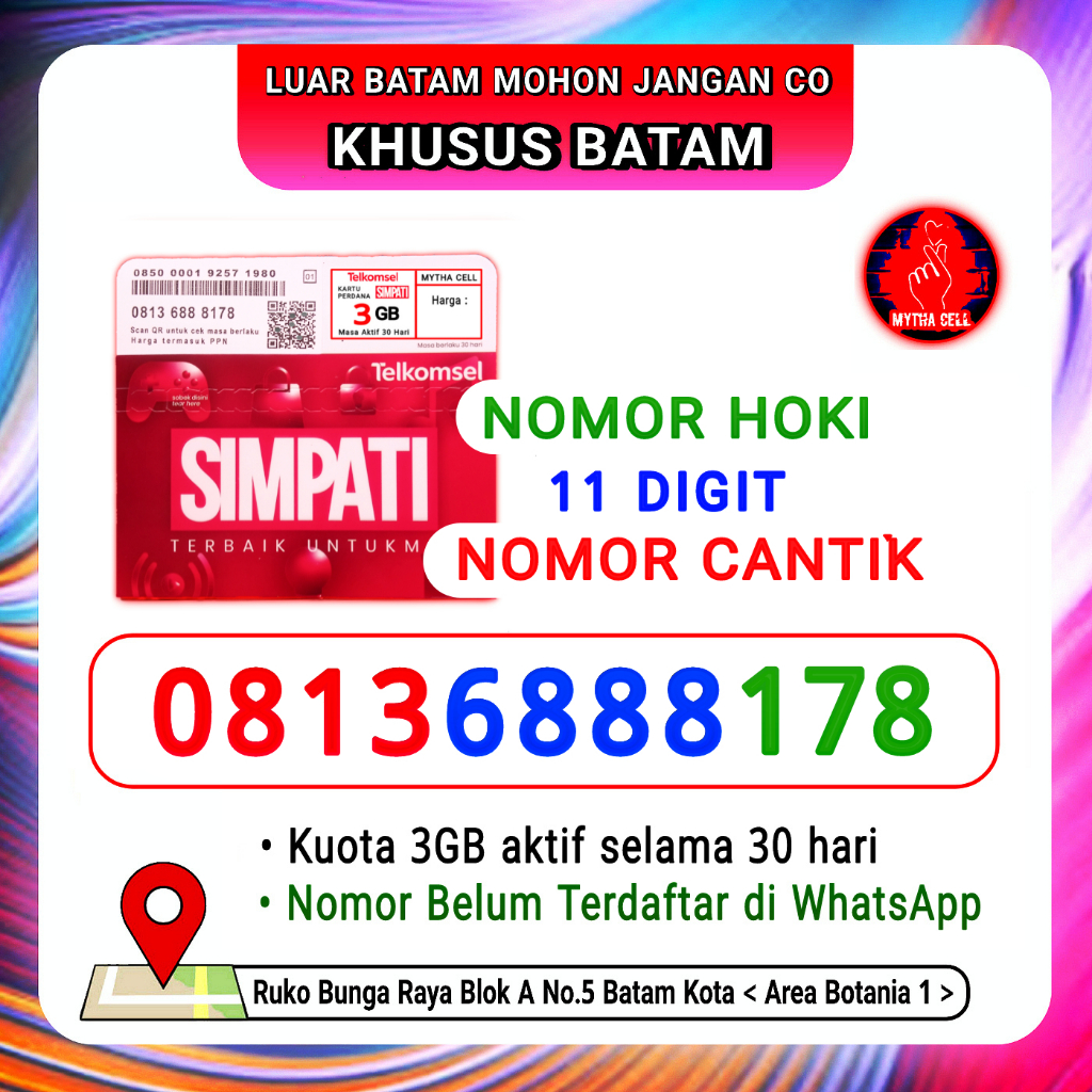 Kartu Telkomsel Simpati NoCan Hoki 178 - KHUSUS BATAM
