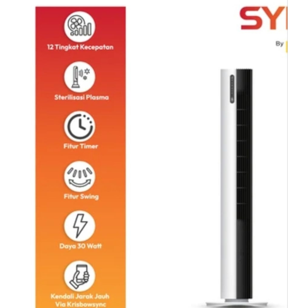 kipas angin tower kipas berdiri hitam dilengkapi remote kris by krisbow