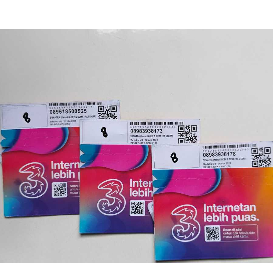 Kartu TRI 8GB Exp juni 2026 Kuota Nasional 6GB