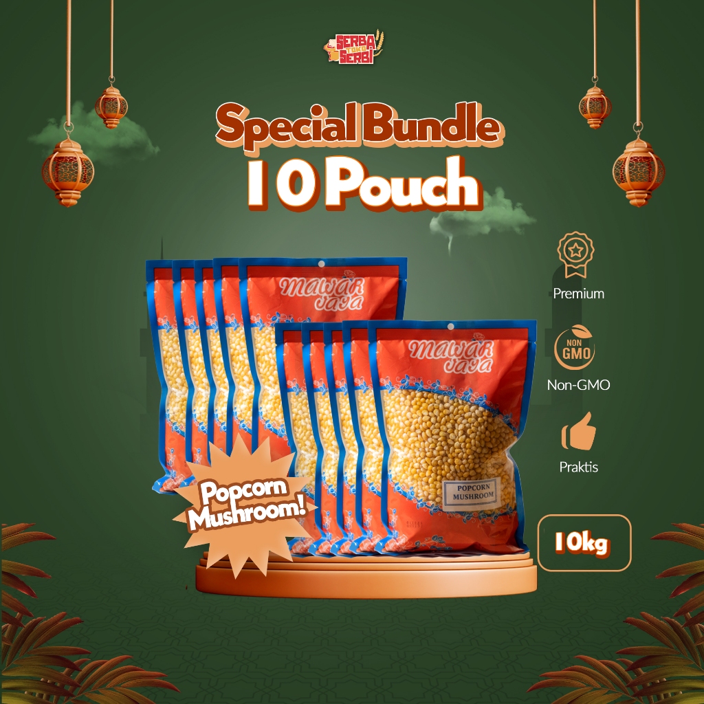 [PAKET 10pcs] CROWN USA Popcorn Kernel Mushroom – Jagung Berondong Premium 1KG