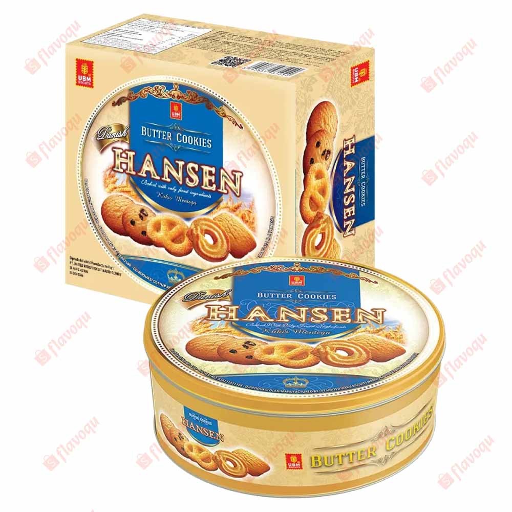 UBM Hansen Butter Cookies Kaleng (Tin) 405 gram Cocok Sebagai Cemilan Keluarga Hadiah Hantaran Parce