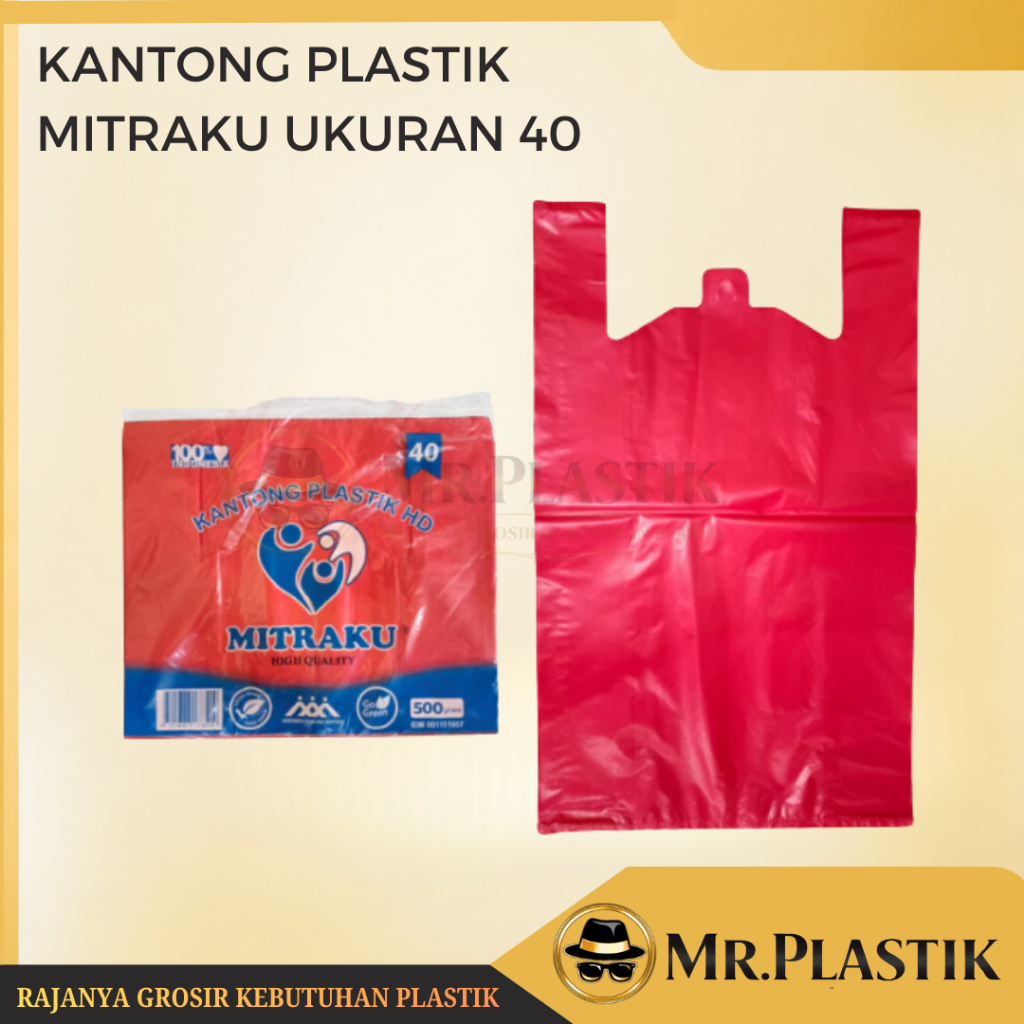 Kantong Plastik Merah Tipis HD Mitraku Ukuran 40 - Kantong Kresek Mitraku Merah 40