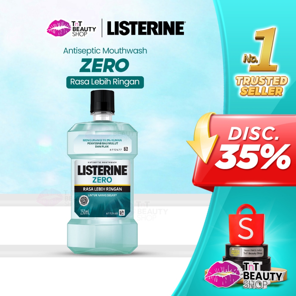 LISTERINE Zero Antiseptic Mouthwash Obat Kumur Antiseptik 100 ML - 250 ML | TnT Beauty Shop