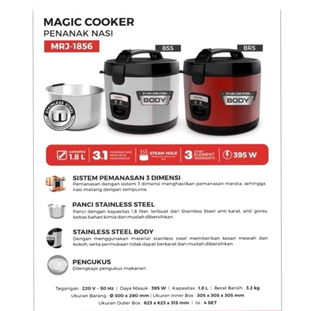 MASPION - RICE COOKER MASPION 1856 STAINLESS