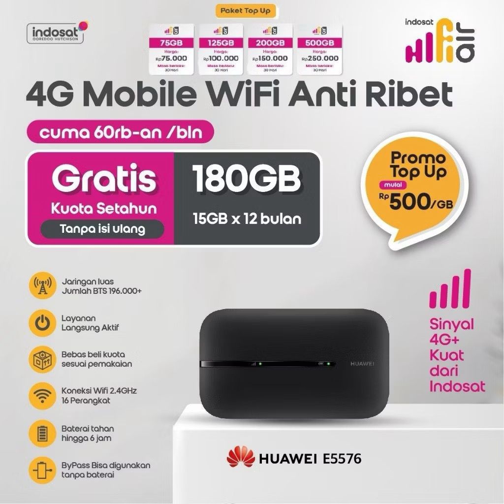 MODEM INDOSAT HIFI AIR LTE MOBILE WIFI HUAWEI E5576