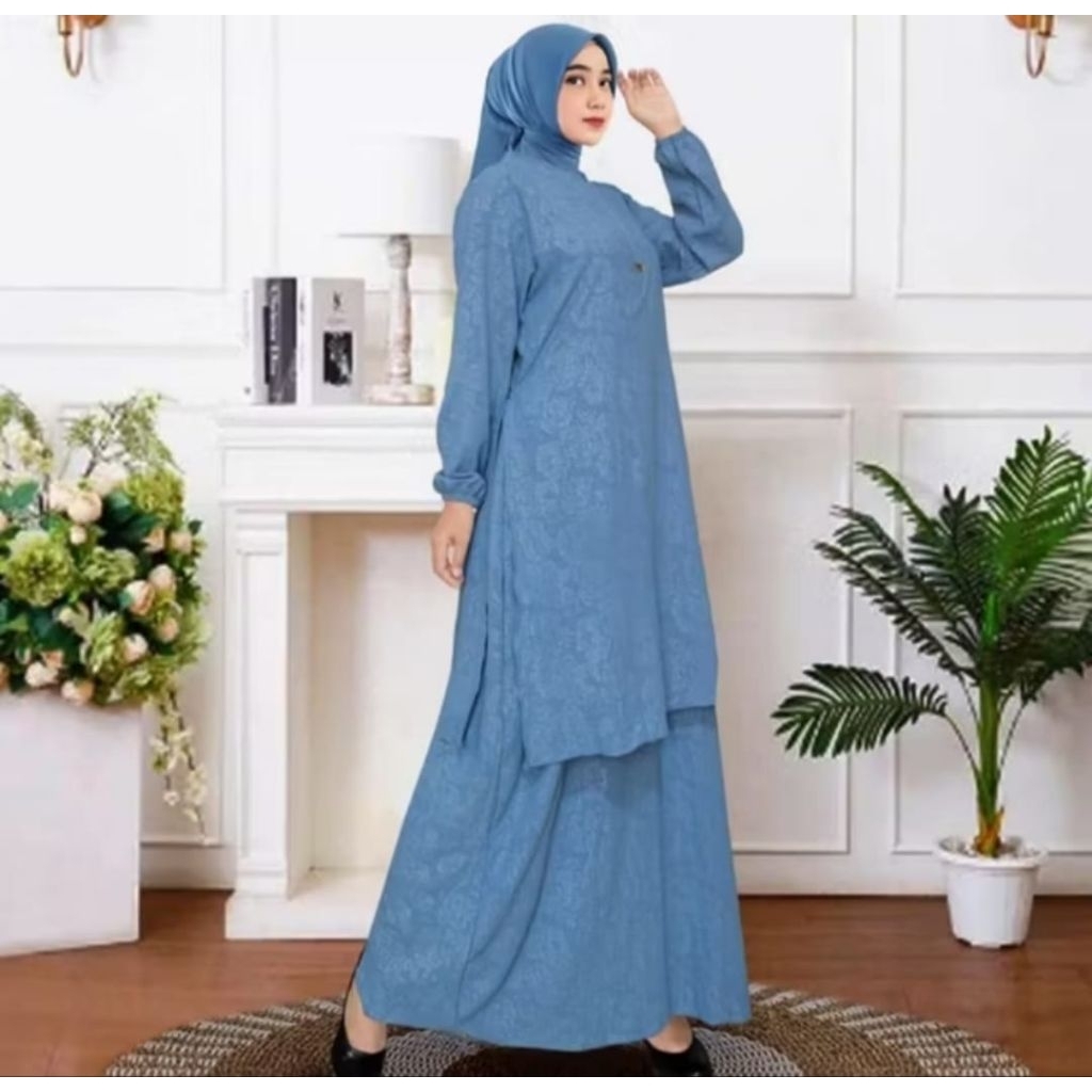 Gamis Malaysia Bahan Embos Premium Terbaru 2025/Gamis Simple Tapi Mewah/Gamis Kondangan