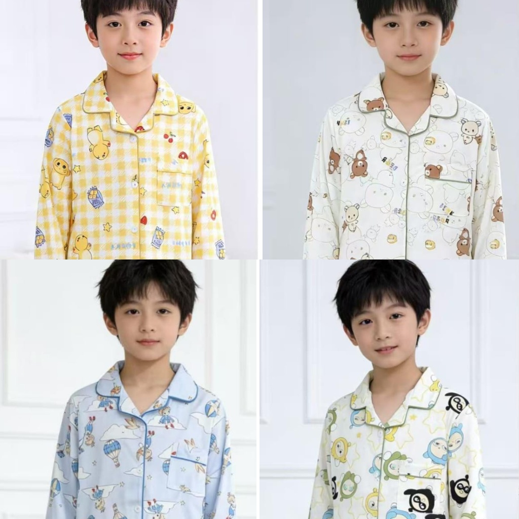 BAJU TIDUR ANAK BALITA REMAJA TANGGUNG 2-12TAHUN PP KATUN IMPORT BERKUALITAS UNISEX MOTIF KRAH KANCI