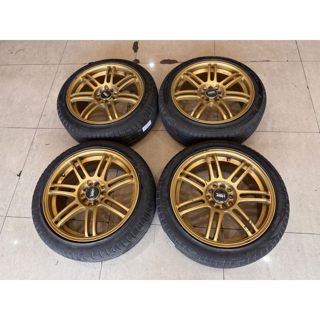 Velg Mobil Bekas Raicng Ring 17 Lubang 5 BOON HSR R17X7,5 10X100-114,3 BAN 215 45 R17