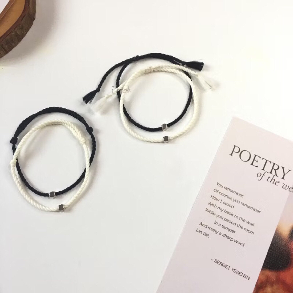 Gelang Tangan tali warna hitam item polos Couple Aesthetic Anti Air, Unisex