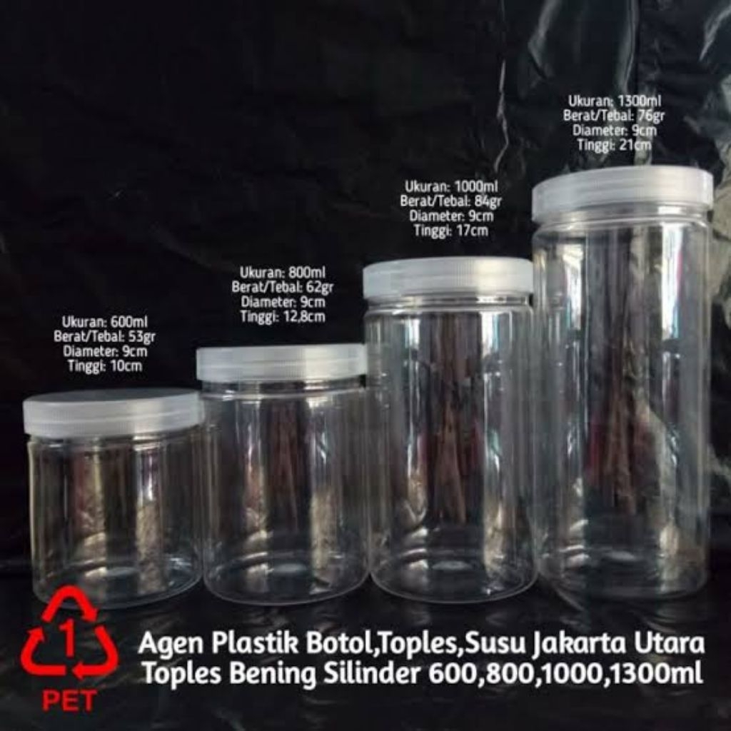 Toples Snack Bening 300ML SilinderTransparan | Lodong Wadah tempat snack krupuk | Jar Wadah Plastik 