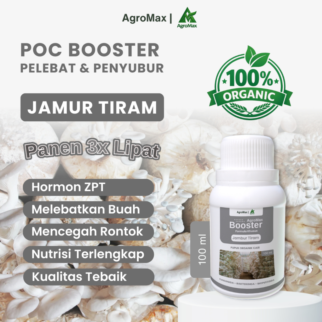 Pupuk Organik Cair Booster Jamur Tiram 100ml - POC dan ZPT Perangsang Pertumbuhan Miselium, Membantu