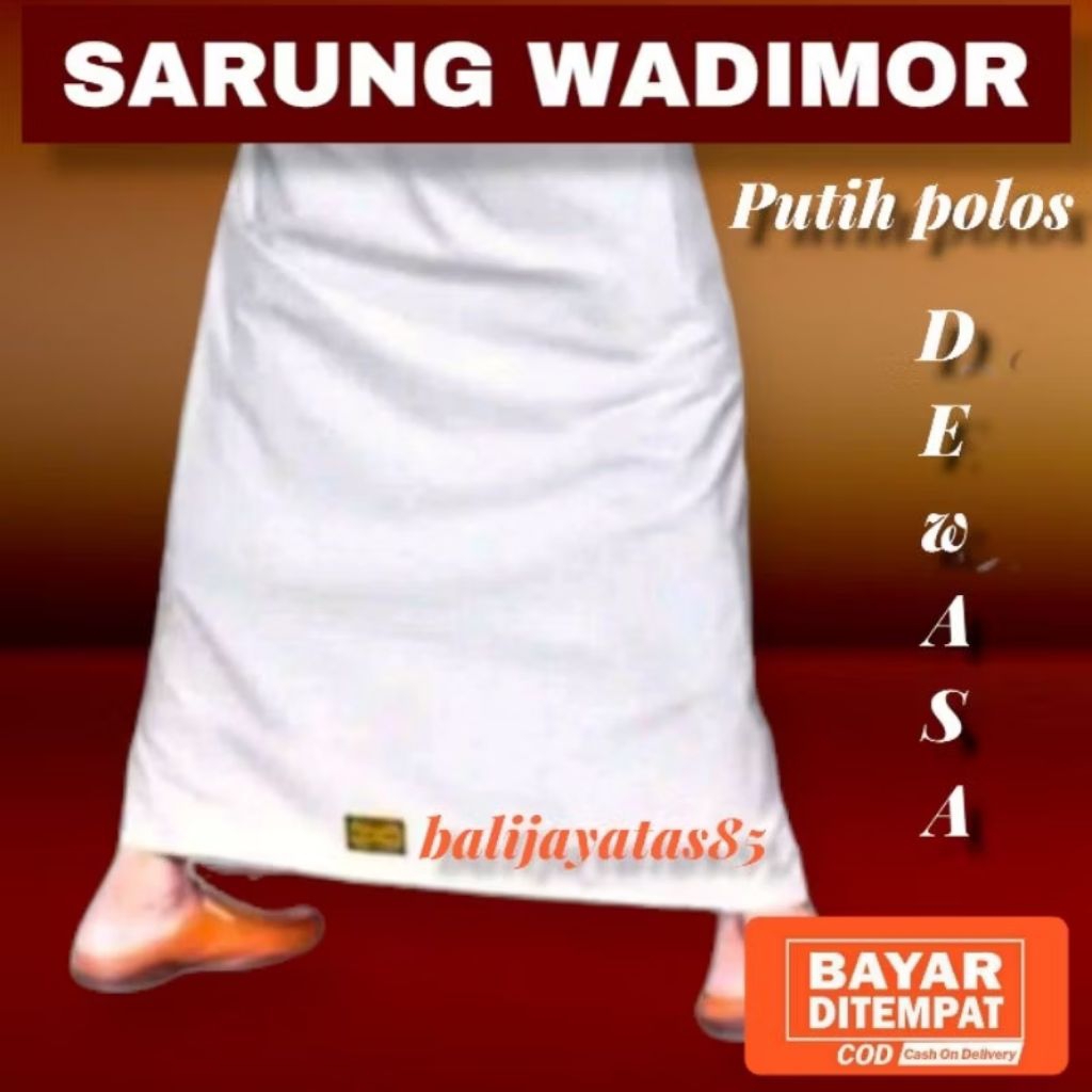 Sarung Wadimor Putih polos Putih Garis/Tumpal Sarung Tenun pria indonesia Sarung Denpasar Bali