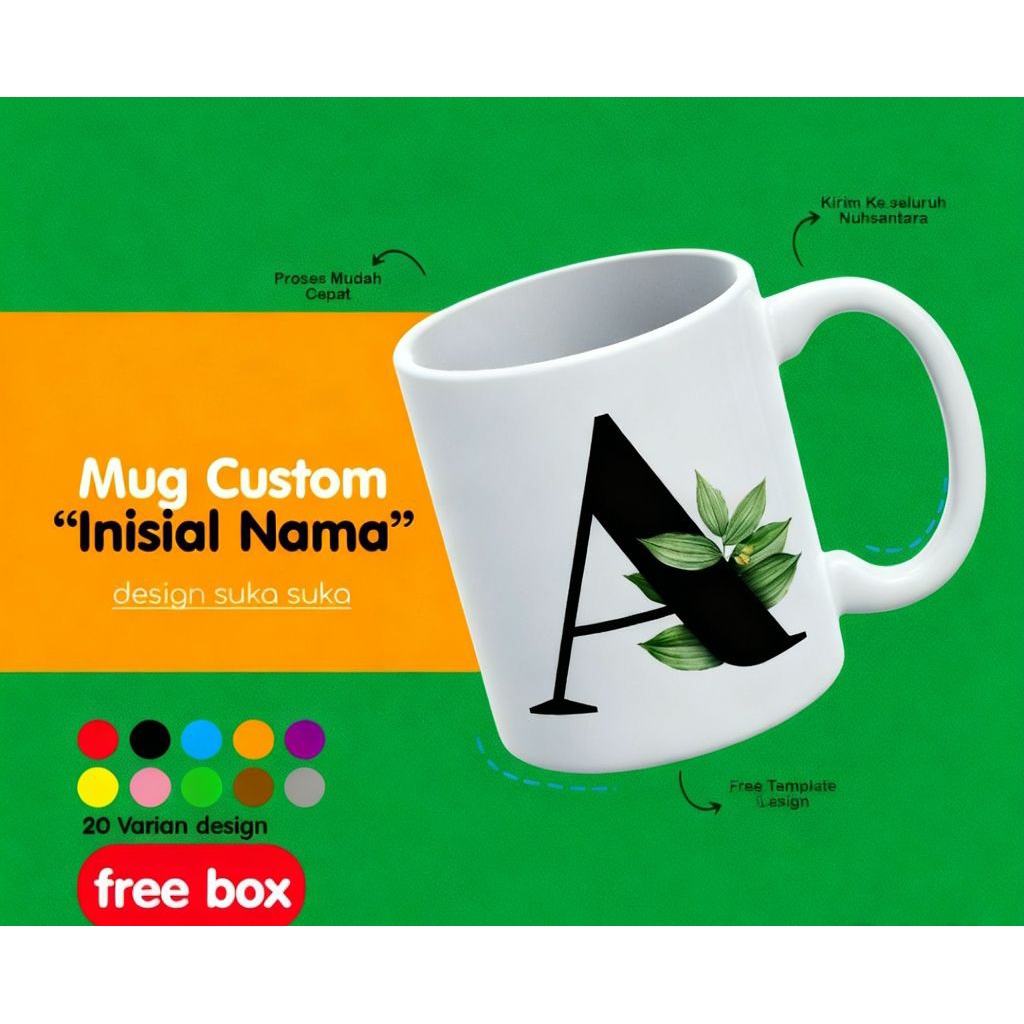 Mug Custom Nama Desain Suka Suka dengan 10 Varian Design dan Free Template Design