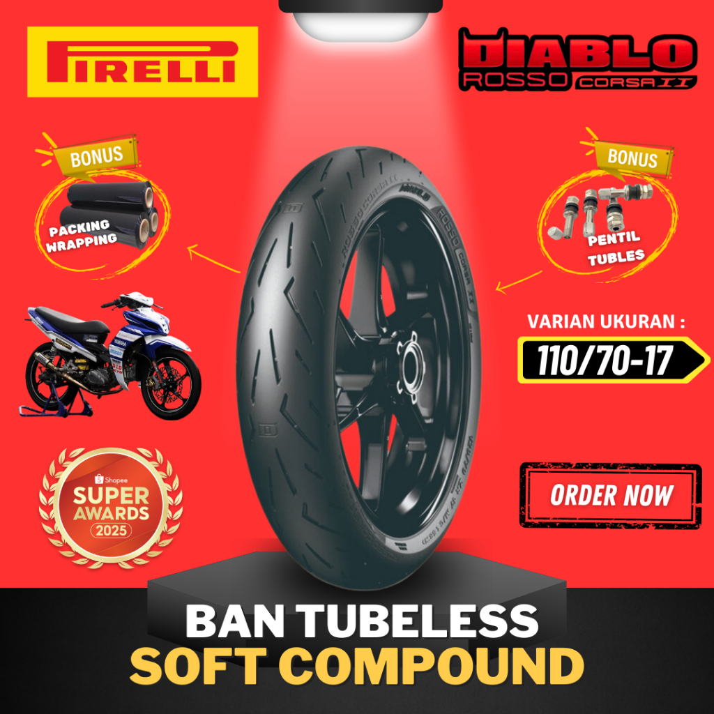 [READY COD] BAN PIRELLI DIABLO ROSSO CORSA 2 110/70-17 SOFT COMPOUND RING 17 / BAN BALAP SOFT COMPOU